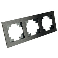 Рамка 3-местная, металл, STEKKER MFR00-7003-05, серия Катрин, черный 50020