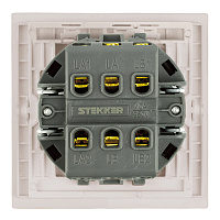 Переключатель перекрестный 1-клавишный (механизм), STEKKER, 250В, 10А, серия Мия, RSW10-3110-08, пудровый жемчуг 50570