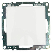 Розетка 1-местная с/з с крышкой (механизм), STEKKER GLS16-7112-01, 250В, 16А с защитной шторкой, серия Катрин, белый 39302 Розетка 1-местная с/з с крышкой (механизм), STEKKER GLS16-7112-01, 250В, 16А с защитной шторкой, серия Катрин, белый 39302