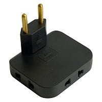 Разветвитель сетевой 3-местный б/з STEKKER ADP10-23-22, 250В, 10A, черный 50068