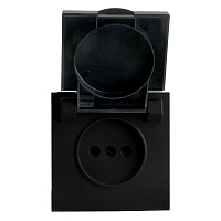 RST16-5113-05 Розетка 1-местная с крышкой с защ. штор STEKKER, б/з, IP42, 250В, 16А, серия Эмили, RST16-5113-05, черный уголь, soft touch 49852