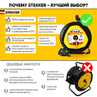 Удлинитель на пластиковой катушке Stekker STD02-11-30 (UG), 30м, 1гнездо с/з 3*1, оранжевый, серия Standart 39635 Удлинитель на пластиковой катушке Stekker STD02-11-30 (UG), 30м, 1гнездо с/з 3*1, оранжевый, серия Standart 39635