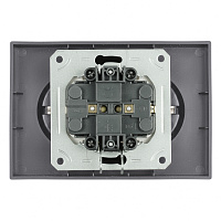 Розетка 2-местная с защитной шторкой, STEKKER, с/з, 250В, 16А, серия Эмили, RST16-5114-10, платиново-серый, soft touch 49960