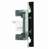 Розетка компьютерная 2-местная RJ-45 (механизм), STEKKER, серия Эмили, RST00-5111-05, черный уголь, soft touch 49848