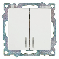 Выключатель 2-клавишный c индикатором (механизм), STEKKER GLS10-7102-01, 250В, 10А, серия Катрин, белый 39301 Выключатель 2-клавишный c индикатором (механизм), STEKKER GLS10-7102-01, 250В, 10А, серия Катрин, белый 39301