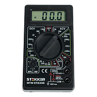 MTM DT830B Мультиметр цифровой, портативный,1999 отсчетов, батарея крона, ручная регулировка, черный, TM STEKKER MTM DT830B Мультиметр цифровой, портативный,1999 отсчетов, батарея крона, ручная регулировка, черный, TM STEKKER