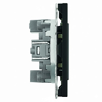 Розетка TV + компьютерная RJ-45 (механизм), STEKKER, RST00-5106-05, серия Эмили, черный уголь, soft touch 49846