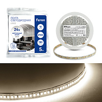 Светодиодная LED лента Feron LS502, 180SMD(2835)/м 16Вт/м 24V 5000*10*1.22мм 4000К IP20 Светодиодная LED лента Feron LS502, 180SMD(2835)/м 16Вт/м 24V 5000*10*1.22мм 4000К IP20