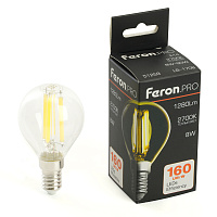 Лампа светодиодная Feron.PRO LB-1708 Шарик E14 1280LM 8W 175-265V 2700K 51259 Лампа светодиодная Feron.PRO LB-1708 Шарик E14 1280LM 8W 175-265V 2700K 51259