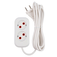 Удлинитель 2-местный б/з Stekker, HM01-20-03, 3м, 2x0,75, серия Home (У10-428), белый 39202