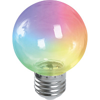 Лампа светодиодная Feron LB-371 Шар прозрачный E27 3W 230V RGB плавная смена цвета 38133 Лампа светодиодная Feron LB-371 Шар прозрачный E27 3W 230V RGB плавная смена цвета 38133