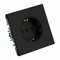 Розетка 1-местная с защитной шторкой с/з (механизм), STEKKER, 250В, 16А, серия Эмили, RST16-5110-05, черный уголь, soft touch 49854