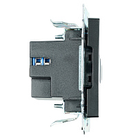 Розетка 2-местная USB + type C (механизм), STEKKER GLS10-7116-05, 250B, 3А, серия Катрин, черный 50055 Розетка 2-местная USB + type C (механизм), STEKKER GLS10-7116-05, 250B, 3А, серия Катрин, черный 50055