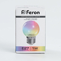 Лампа светодиодная Feron LB-37 Шарик прозрачный E27 1W RGB быстрая смена цвета 38129 Лампа светодиодная Feron LB-37 Шарик прозрачный E27 1W RGB быстрая смена цвета 38129