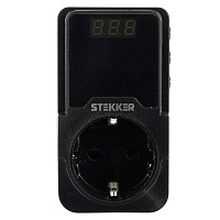 Реле напряжения для розетки регулируемое  STEKKER  VPR-200B, 220В, 16A 50690 Реле напряжения для розетки регулируемое  STEKKER  VPR-200B, 220В, 16A 50690