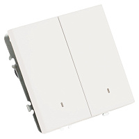  Выключатель 2-клавишный c индикатором (механизм), STEKKER, 250В, 10А, серия Эмили, RSW10-5102-01, белый фарфор, soft touch 49864