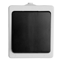 Выключатель 1-клавишный STEKKER, PSW10-111-54, открытой установки, 250В, 10А, IP54, серый/графит 32752