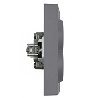 Розетка 2-местная с защитной шторкой, STEKKER, с/з, 250В, 16А, серия Эмили, RST16-5114-10, платиново-серый, soft touch 49960