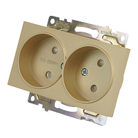 GLS10-7113-08 Розетка 2-местная с защитной шторкой (механизм) б/з, 250В, 10А, серия Катрин, золото 49225 GLS10-7113-08 Розетка 2-местная с защитной шторкой (механизм) б/з, 250В, 10А, серия Катрин, золото 49225