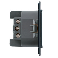 Розетка 1-местная с крышкой с защ. штор, STEKKER, с/з, 250В, 16А, серия Мия, RST16-3112-05, черный бархат 50455