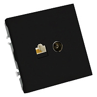 Розетка TV + компьютерная RJ-45 (механизм), STEKKER, RST00-5106-05, серия Эмили, черный уголь, soft touch 49846