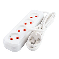 Удлинитель 4-местный б/з Stekker, HM01-40-03, 3м, 2x0,75, серия Home (У10-429), белый 39217