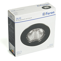 Светильник потолочный встраиваемый Feron  DL10 MR16 50W G5.3 черный матовый 48464 Светильник потолочный встраиваемый Feron  DL10 MR16 50W G5.3 черный матовый 48464