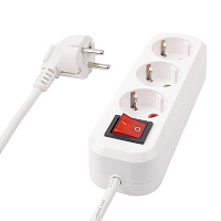 Удлинитель трехместный с/з с выключателем STEKKER HM03-31-07 3x0,75, 7м, серия Home (У10А-002), белый 39200