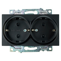 Розетка 2-местная с/з (механизм), STEKKER GLS16-7114-05, 250В, 16А с защитной шторкой, серия Катрин, черный 39612 Розетка 2-местная с/з (механизм), STEKKER GLS16-7114-05, 250В, 16А с защитной шторкой, серия Катрин, черный 39612