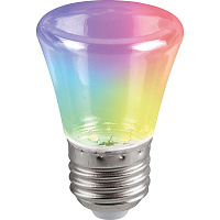 Лампа светодиодная Feron LB-372 Колокольчик прозрачный E27 1W RGB плавная смена цвета 38134 Лампа светодиодная Feron LB-372 Колокольчик прозрачный E27 1W RGB плавная смена цвета 38134
