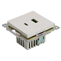 Розетка USB 2-местная + type C (механизм), STEKKER GLS10-7116-01, 250В, 3А, max 20W, серия Катрин, белый 50051 Розетка USB 2-местная + type C (механизм), STEKKER GLS10-7116-01, 250В, 3А, max 20W, серия Катрин, белый 50051