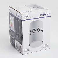 Светильник потолочный Feron HL351 12W, 230V, GX53 и подсветка 1W, 4000K, белый 41455 Светильник потолочный Feron HL351 12W, 230V, GX53 и подсветка 1W, 4000K, белый 41455