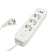 Удлинитель 3-местный c/з 3x1 мм2, 3 м, 250В, 10А, 2USB+1Type-C 2,4А, серия Home plus, белый STEKKER HM08-33-02 49977 Удлинитель 3-местный c/з 3x1 мм2, 3 м, 250В, 10А, 2USB+1Type-C 2,4А, серия Home plus, белый STEKKER HM08-33-02 49977