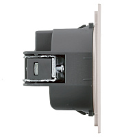 Розетка 1-местная с защитной шторкой с/з (механизм), STEKKER, 250В, 16А, серия Мия, RST16-3110-08, пудровый жемчуг 50484