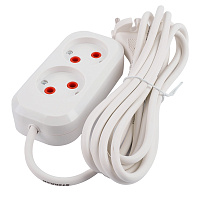 Удлинитель 2-местный б/з Stekker, HM01-20-03, 3м, 2x0,75, серия Home (У10-428), белый 39202