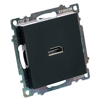 Розетка HDMI 2.1, Type A  (механизм), STEKKER GLS00-7118-05, серия Катрин, черный 50062 Розетка HDMI 2.1, Type A  (механизм), STEKKER GLS00-7118-05, серия Катрин, черный 50062