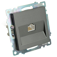 Розетка компьютерная 1-местная RJ-45 (механизм), серия Катрин, графит, GLS00-7107-06 49418 Розетка компьютерная 1-местная RJ-45 (механизм), серия Катрин, графит, GLS00-7107-06 49418