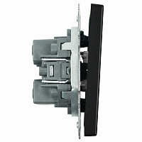 Переключатель 2-клавишный (механизм), СЗК, STEKKER, 250В, 10А, серия Эмили, RSW10-5107-05ZK, черный уголь, soft touch 50249