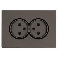 Розетка 2-местная с защитной шторкой, STEKKER,  б/з, 250В, 16А, серия Эмили, RST10-5116-09, антрацит, soft touch 49929