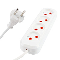 Удлинитель 4-местный б/з Stekker, HM01-40-05, 5м, 2x0,75, серия Home (У10-429), белый 39218