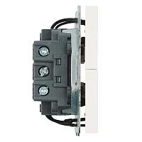  Выключатель 2-клавишный c индикатором (механизм), STEKKER, 250В, 10А, серия Эмили, RSW10-5102-01, белый фарфор, soft touch 49864