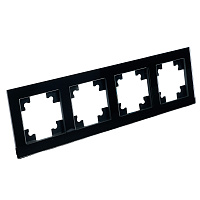 Рамка 4-местная, стекло, STEKKER GFR00-7004-05, серия Катрин, черный 39521