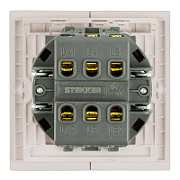 Переключатель 2-клавишный (механизм), STEKKER, 250В, 10А, серия Мия, RSW10-3107-08, пудровый жемчуг 50478