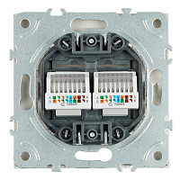 Розетка компьютерная 2-местная RJ-45 (механизм), STEKKER, серия Эмили, RST00-5111-08, кашемир, soft touch 49900