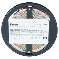 Лента светодиодная 120SMD(2835)/м 11Вт/м 24V 5000*8*1.22мм 3000К, LS506 FERON