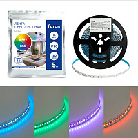 Светодиодная LED лента Feron LS502, 180SMD(5050)/м 16Вт/м 24V 5000*10*1.5мм RGB IP20 Светодиодная LED лента Feron LS502, 180SMD(5050)/м 16Вт/м 24V 5000*10*1.5мм RGB IP20