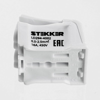 Клемма монтажная STEKKER, LD294-4002, для подключения фазных проводников, 2 контактные группы (3 ввода, 3 вывода на полюс) 32733 Клемма монтажная STEKKER, LD294-4002, для подключения фазных проводников, 2 контактные группы (3 ввода, 3 вывода на полюс) 32733