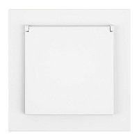 Розетка 1-местная с крышкой с защ. штор, STEKKER, с/з, 250В, 16А, серия Мия, RST16-3112-01, белая магнолия 50441