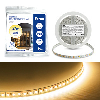 Светодиодная LED лента Feron LS501, 120SMD(2835)/м 11Вт/м 24V 5000*8*1.22мм 3000К IP20 Светодиодная LED лента Feron LS501, 120SMD(2835)/м 11Вт/м 24V 5000*8*1.22мм 3000К IP20