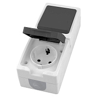 Блок вертикальный: розетка 1-местная с/з+  выключатель 1-клавишный STEKKER, PST16-11-54/10-111-54, серый/графит  49725